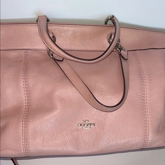 COACH EDIE SATCHEL  PINK BLUSH PEBBLED LEATHER - Picture 7 of 11